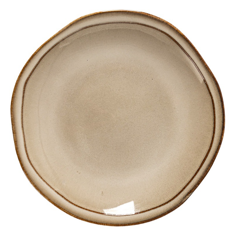 Platos, platos, vajillas de cerámica para el hogar, platos redondos, platos de alto valor, platos de frutas, platos poco profundos retro japoneses al por mayor