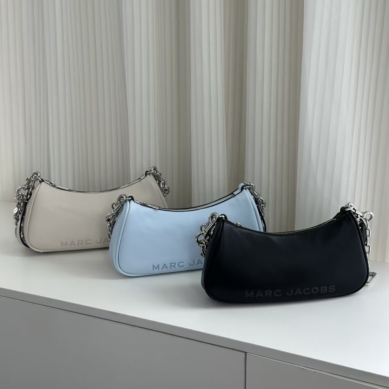 MJ欧美新款头层牛皮腋下包女夏季时尚百搭单肩斜挎包链条真皮女包