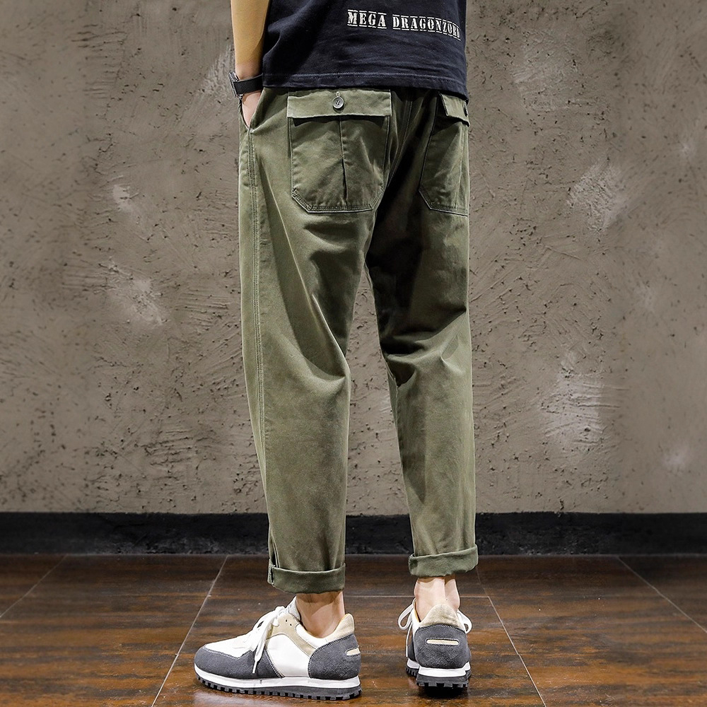 High-End Trendy Casual Cargo Pants for Men, Spring and Summer New Loose Straight-Leg Stylish Cropped Pants