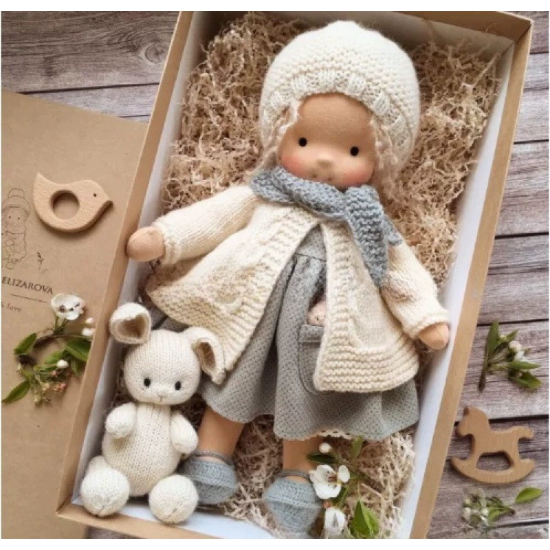 Хлопковый WaldorfDOLL Waldf Doll Pabout Artist Handmade Christmas Thumb Gift Box Blessing