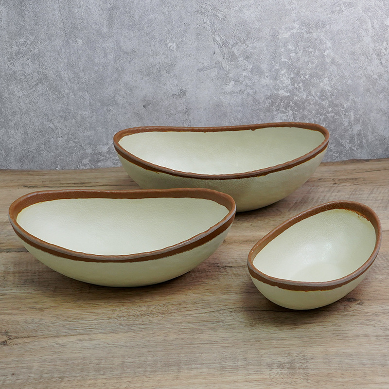 老式土碗调料碗复古风仿瓷酒碗汤碗米饭碗餐厅碗密胺餐具元宝碗