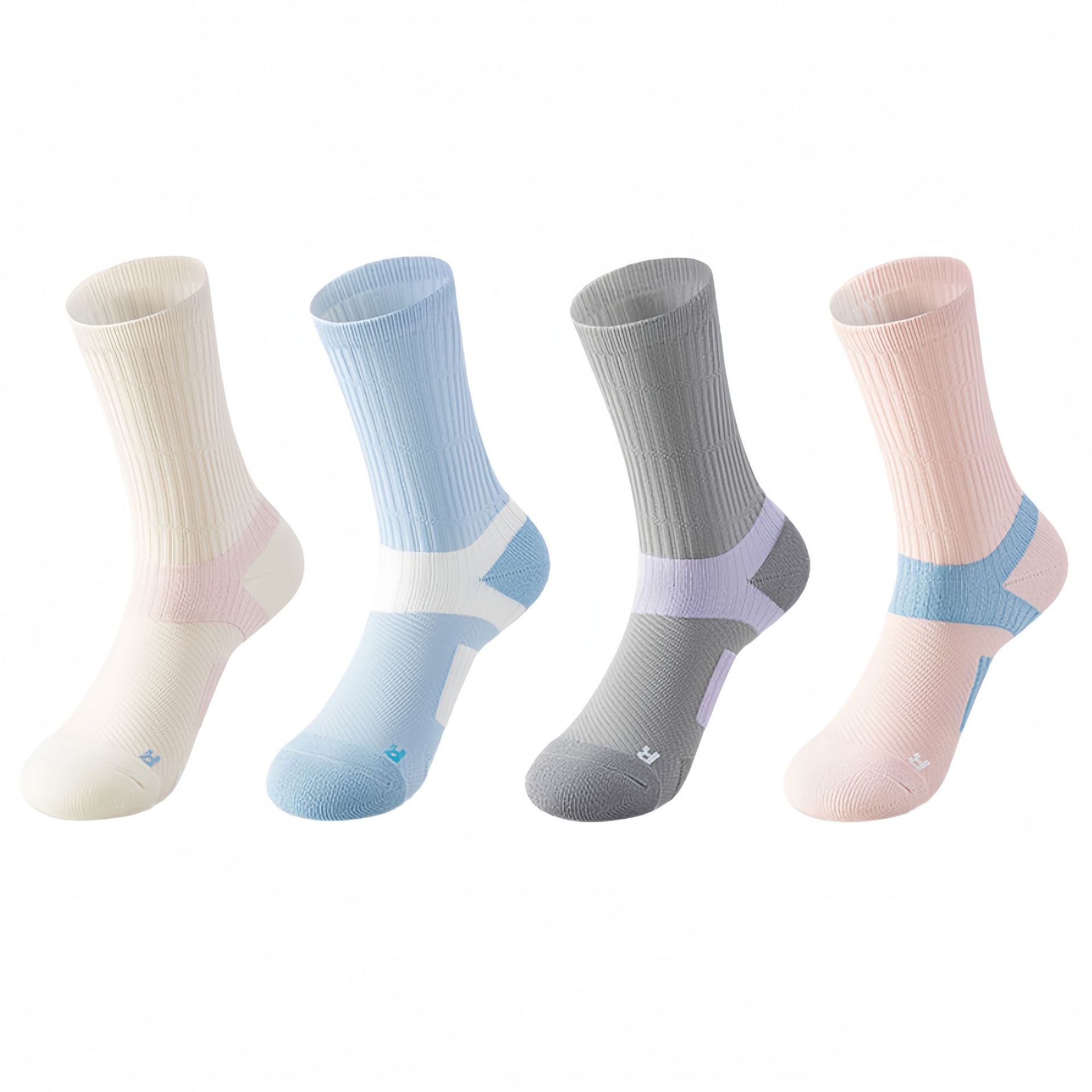 Women's Professional Sports Socks Thick Mid Calf Terry Cloth Soles Marathon Running Badminton Hiking Odor Resistant_voghion.com
