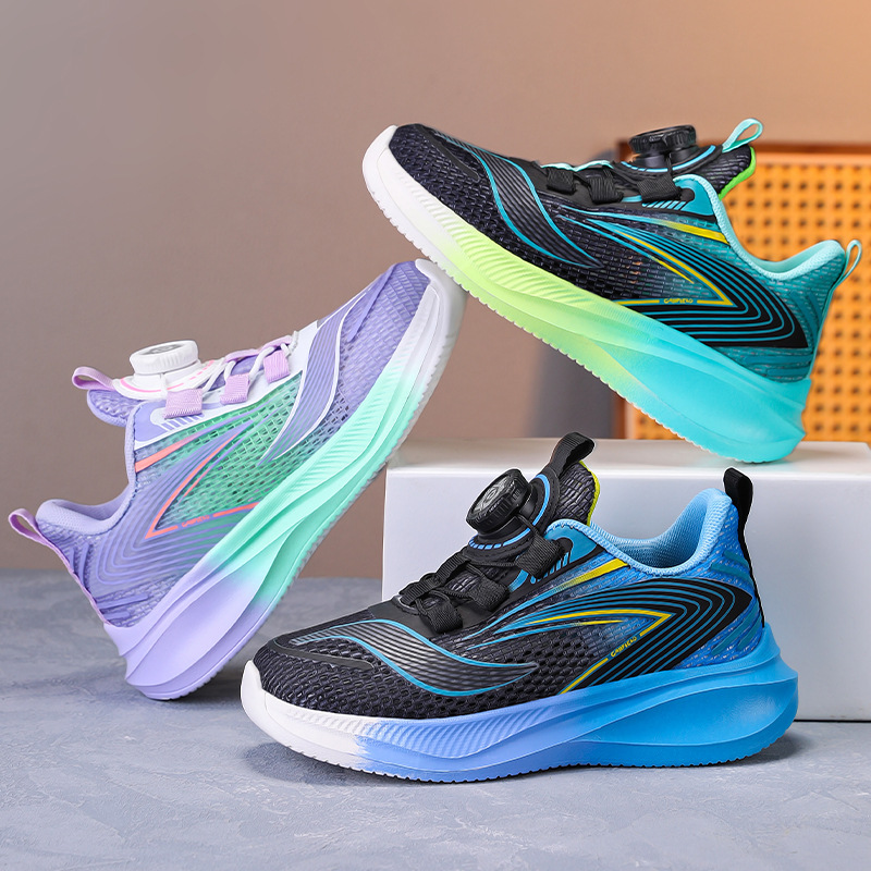 Zapatos para niños 2025 nuevos zapatos deportivos para niños de verano zapatos de malla transpirables para niños de mediana edad zapatos de papá con hebilla giratoria