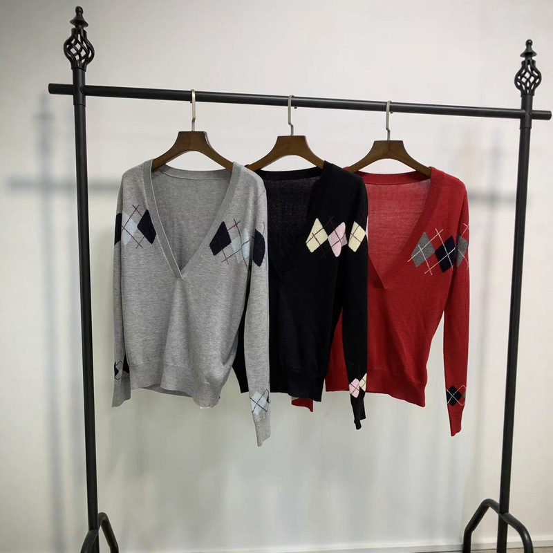 Clearance Price Deep V-Neck Argyle Pattern Sweater, Slim Fit, Long Sleeve, Outerwear, Knit Top Clearance Price Deep V-Neck Argyle Pattern Sweater, Slim Fit, Long Sleeve, Outerwear, Knit Top