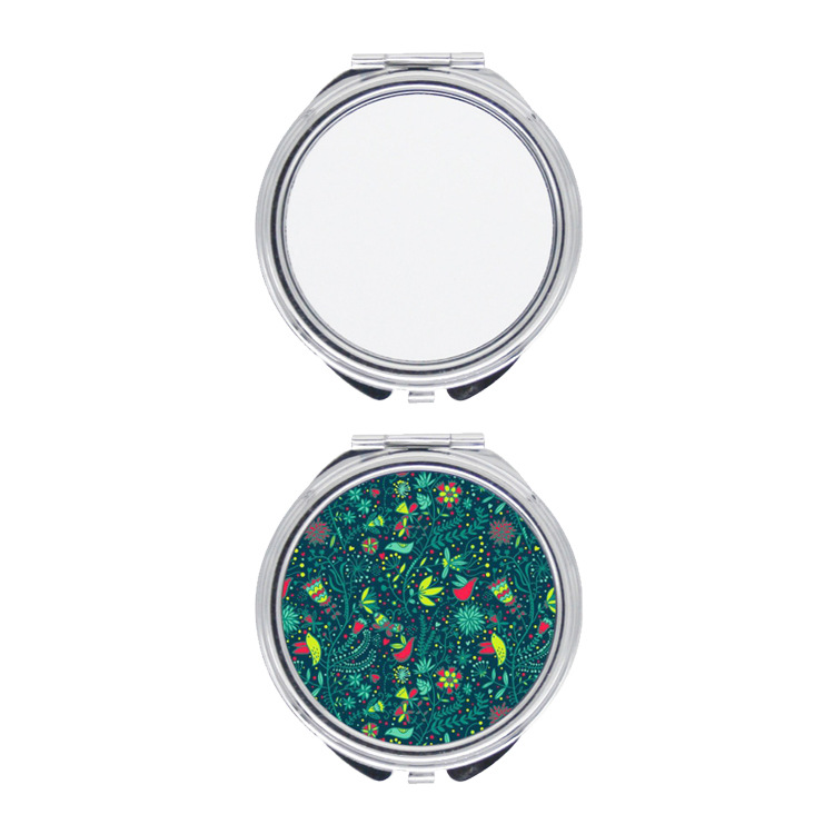 Transferencia de calor directa del cabello espejo cosmético impresión logo espejo plegable portátil espejo de metal Material al por mayor