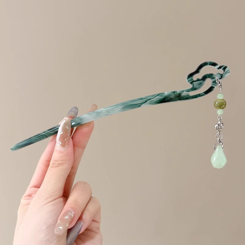 Horquilla estilo antiguo sentido de alta gama Horquilla de borla de sándalo chino Hanfu Traje antiguo Tapa para el cabello Suministro al por mayor Mujeres calientes