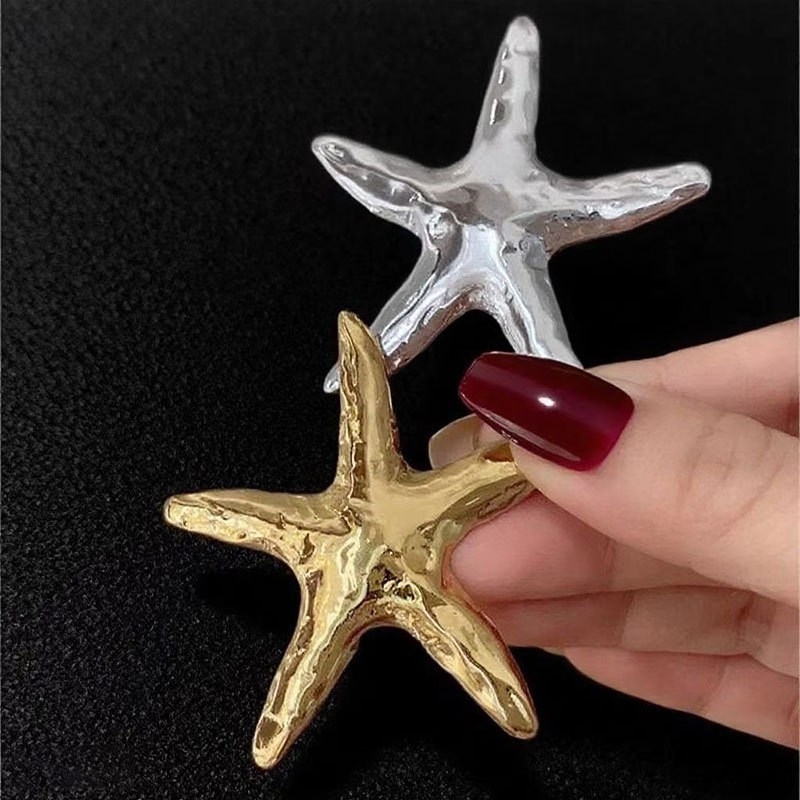 High-End Stainless Steel Starfish Brooch Niche Accessible Luxury Elegant Corsage Women's Anti-Exposure Pin Suit Jacket Accessories