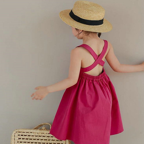 Girls skirt backless cross sweet dress princess skirt 24 summer clothes new foreign trade children's clothing drop shipping 3-8 years old