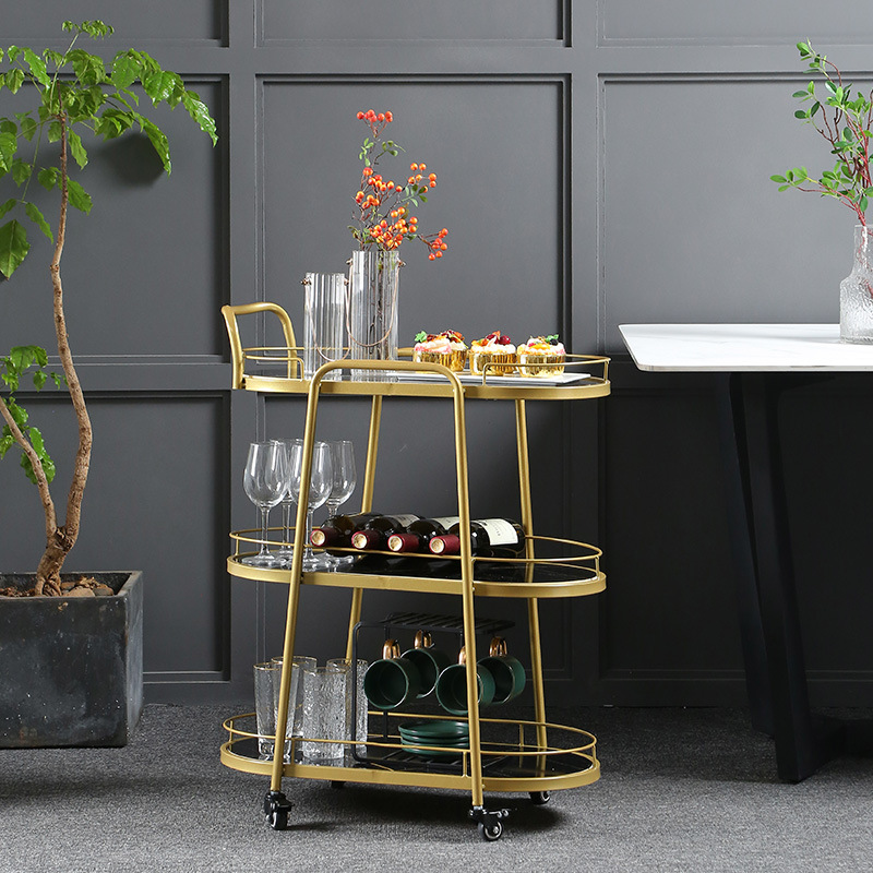 Nordic Mobile Food Truck, Commercial Catering Cart, Beverage Cart, Double- or Triple-Decker Drink Server, Compact Trolley, Home Use for Cakes