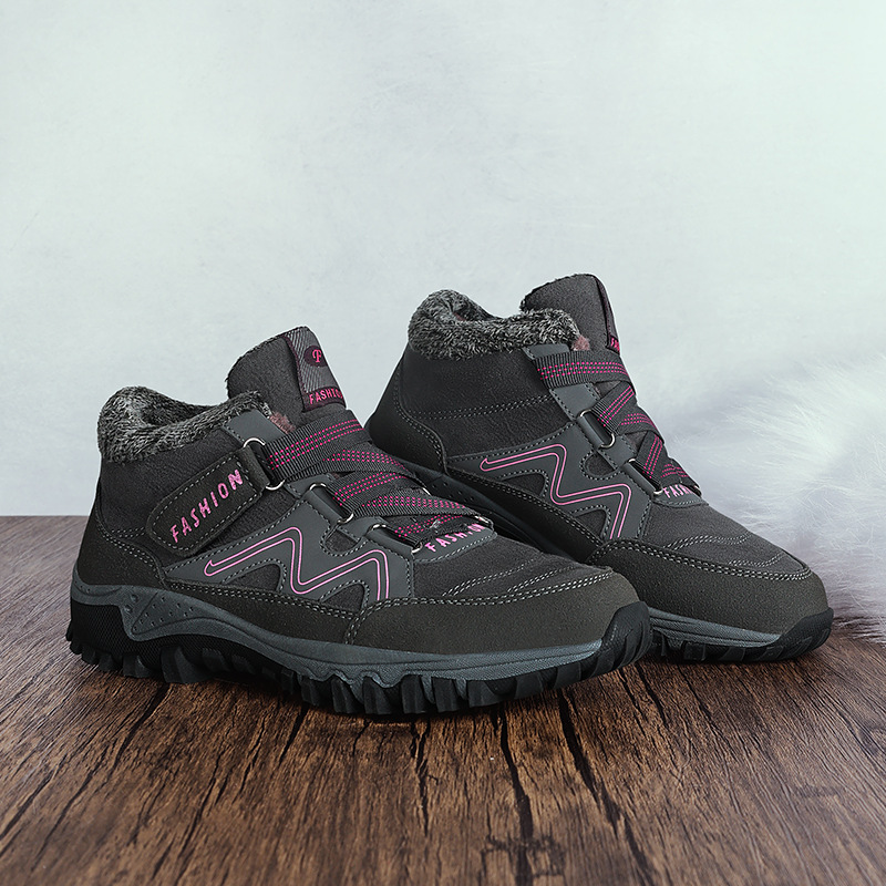 Gruesas botas de nieve cálidas zapatos de algodón con forro polar de invierno para mujer zapatos casuales ligeros resistentes al desgaste zapatos al aire libre zapatos de senderismo para mujer