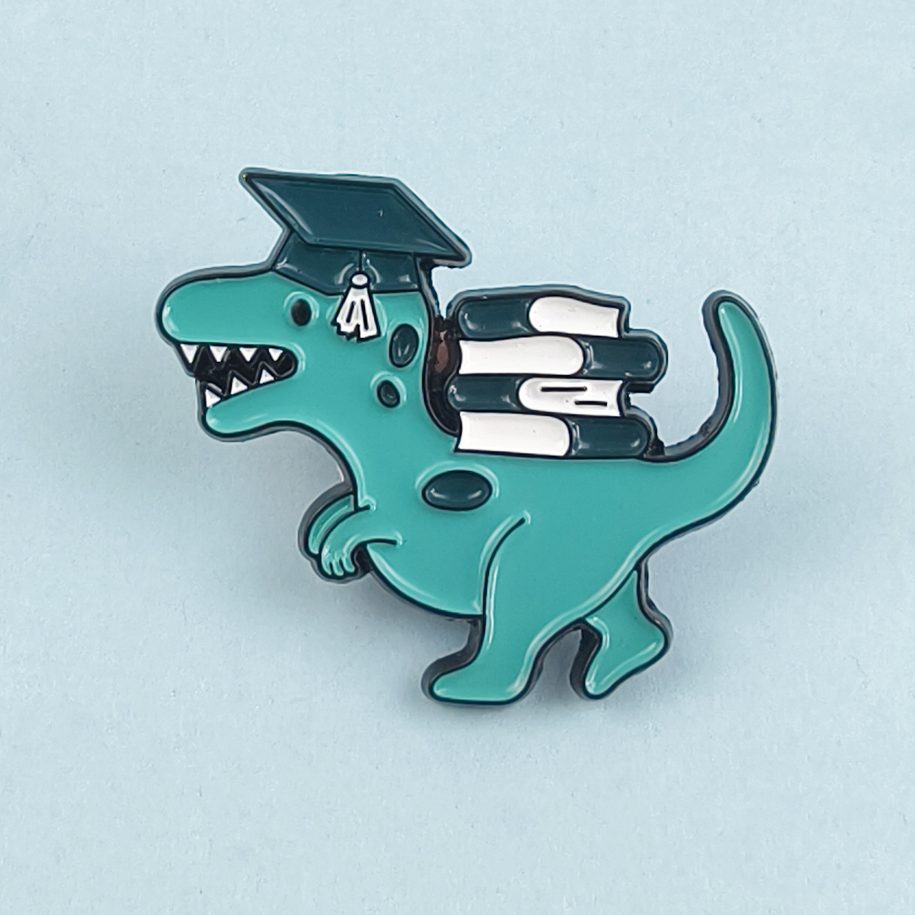 Insignia de broche de aceite de gota de aleación de dibujos animados, joyería europea y americana transfronteriza, lindo dinosaurio, aprendizaje, accesorios de libro, broche en stock