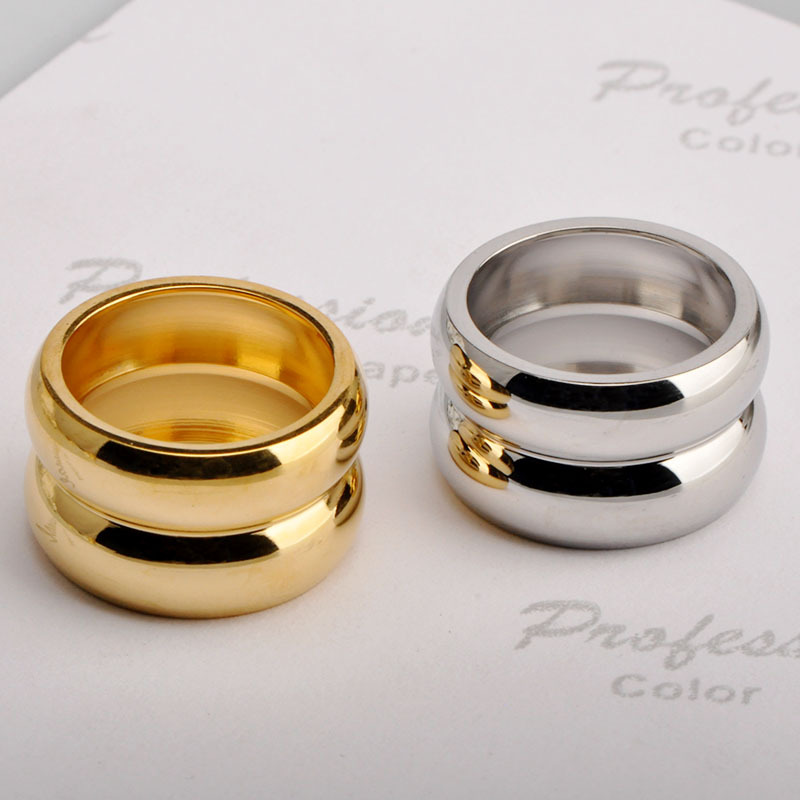 12g Weight 0.03µm-0.05µm Gold Plating Thickness PVD Coated Real Gold Plated Solid Color Stainless Steel Simple Style Waterproof Non Tarnish Rings