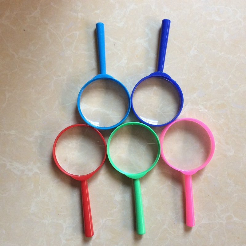 彩色放大镜 手持式放大镜 60MM亚克力放大镜阅读镜可