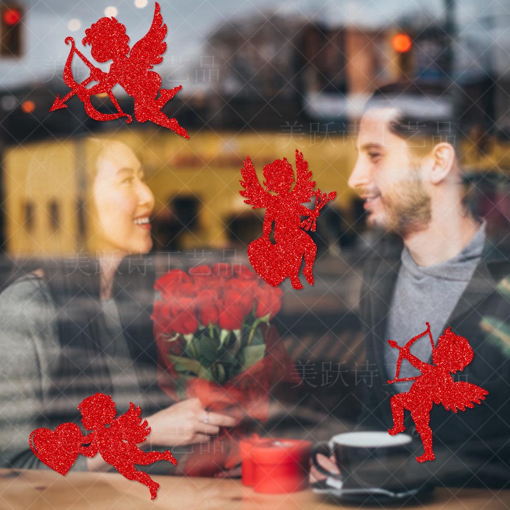 Día de San Valentín decoración de la ventana pegatinas parche Cupido Tema transfronterizo Cupido Día de San Valentín decoración de la ventana pegatinas