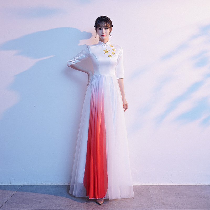 Suit, long skirt, dress, Chinese style, maxi length 3