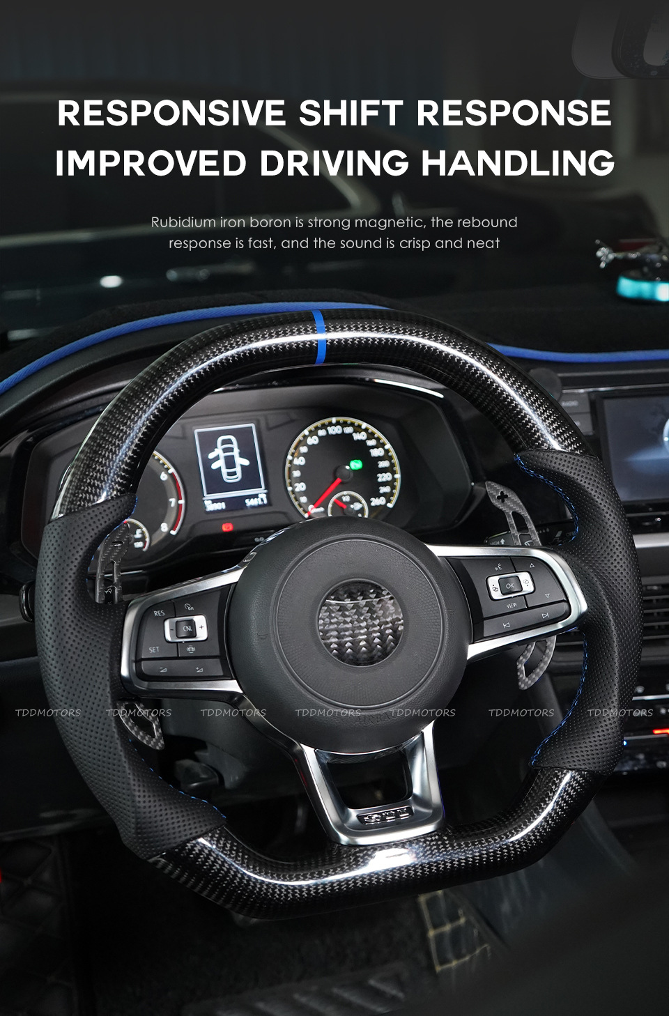 Glossy Carbon Fiber Magnetic Paddle Shifters for Volkswagen MK7 GTI
