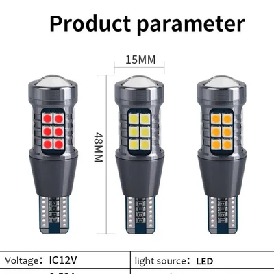 Reversing Light T15 3030 27Smd: Brake light - yellow-1156