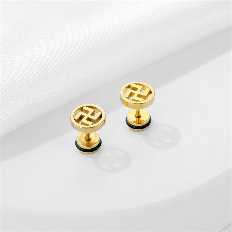 1 Piece Chinoiserie Geometric Plating Stainless Steel Ear Studs display picture 2