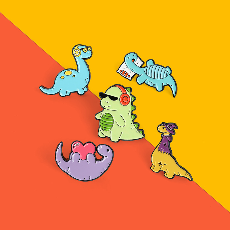 Cartoon Style Cute Dinosaur Alloy Stoving Varnish Women's Brooches display picture 6