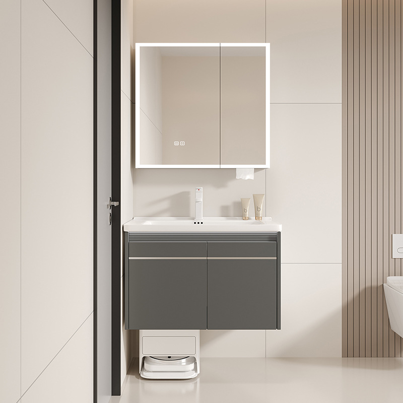 gabinete de baño cerámico para lavarse las manos y lavarse el lavabo del baño combinado con robot de barrido de suelo de la estación base