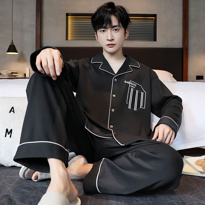 Pijama de hombre primavera y otoño 2023 nuevos pantalones de mangas largas juveniles grandes set de ropa de casa para hombres