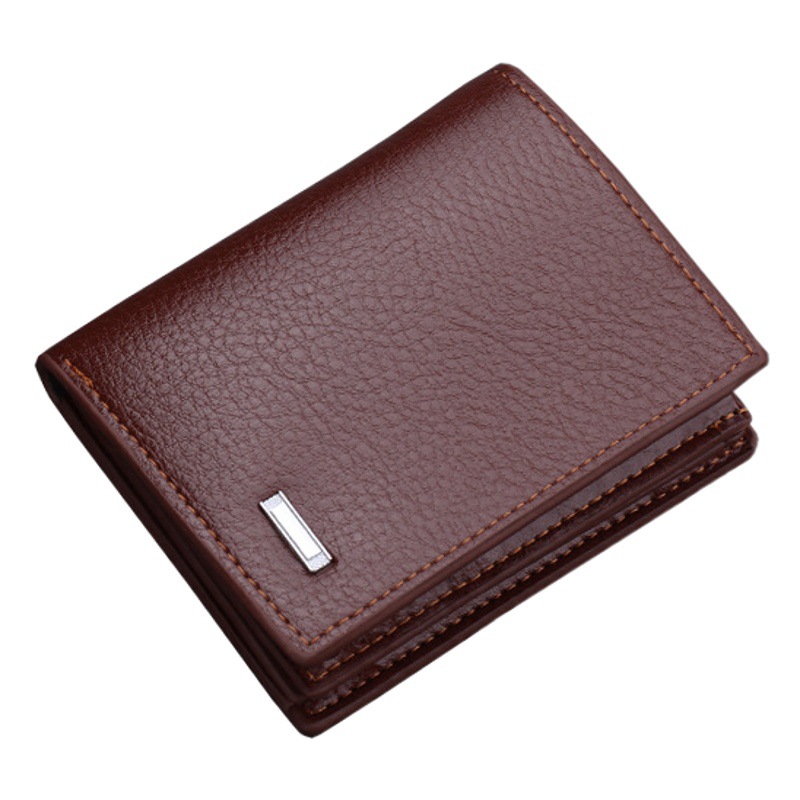 Cartera vertical de los hombres corto más tamaño de gran capacidad Cartera de cuero de cera de aceite puede contener licencia de conducir con cremallera cartera engrosada