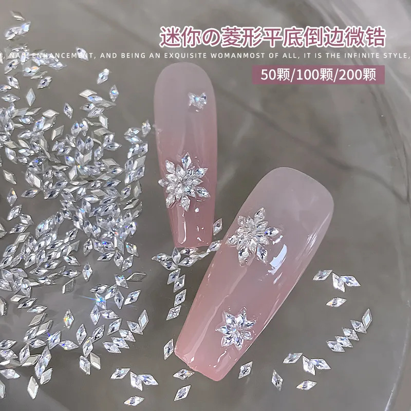 Net red nail art high quality mini prismatic inverted edge micro zirconium flash flat bottom drill 2024 new DIY nail jewelry