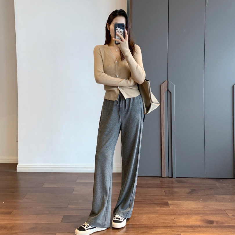 广州十三行高货爆款~时尚舒适不易皱不粘毛阔腿长裤直筒拖地裤秋
