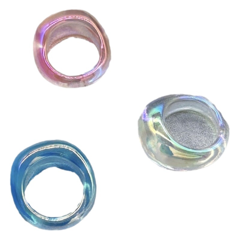 Nuevo japonés y coreano ins estilo neto rojo retro colorido resina acrílico anillo de las mujeres de moda simple estilo frío anillo