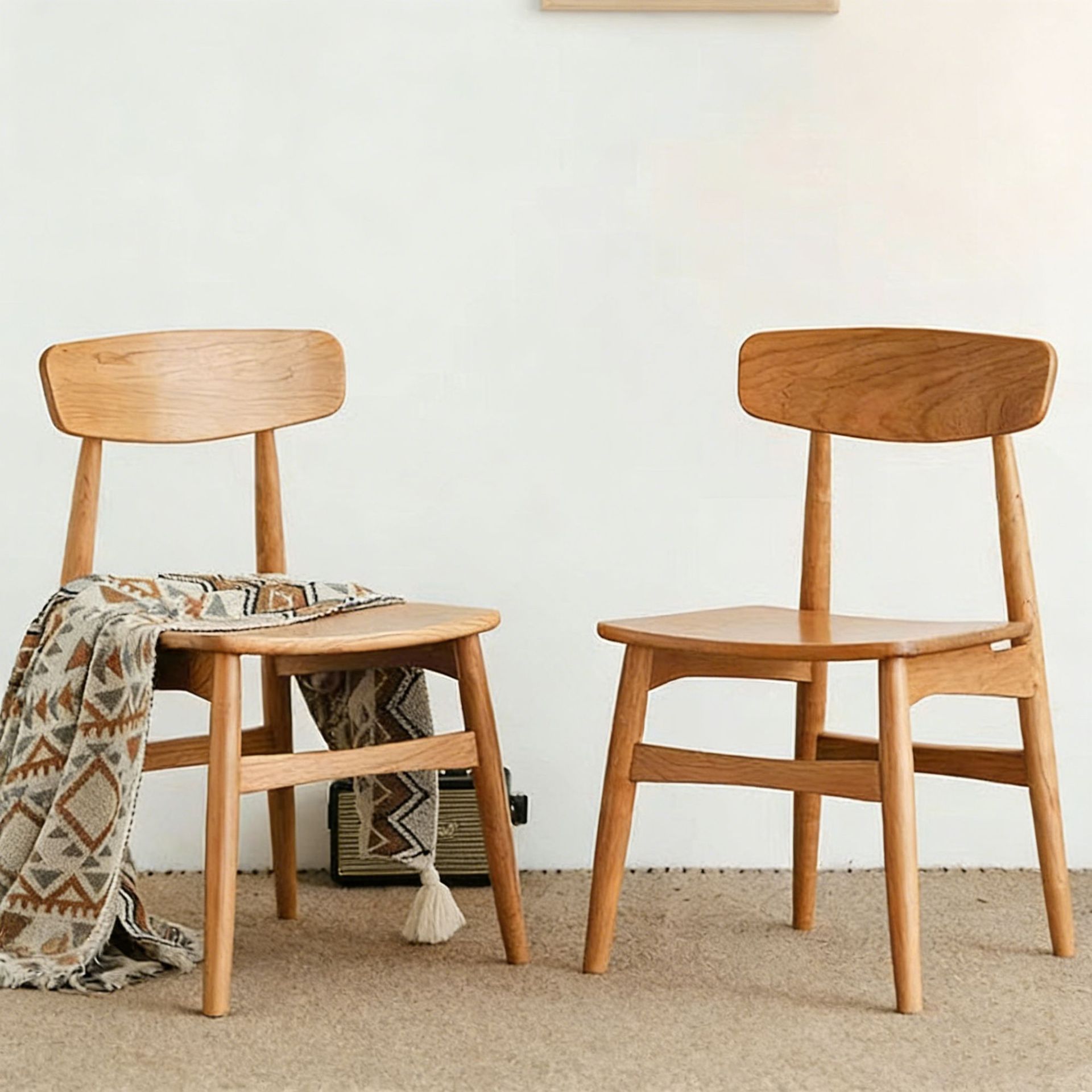 Cherry Wood Comfortable Chair Modern Simple Home Dining Chair Solid Wood Backrest Study Chair Nordic Japanese Style Nordic Wind