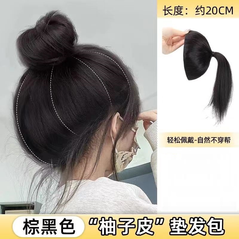 포멜로 가죽 패드 헤어 가방-블랙 다크 브라운