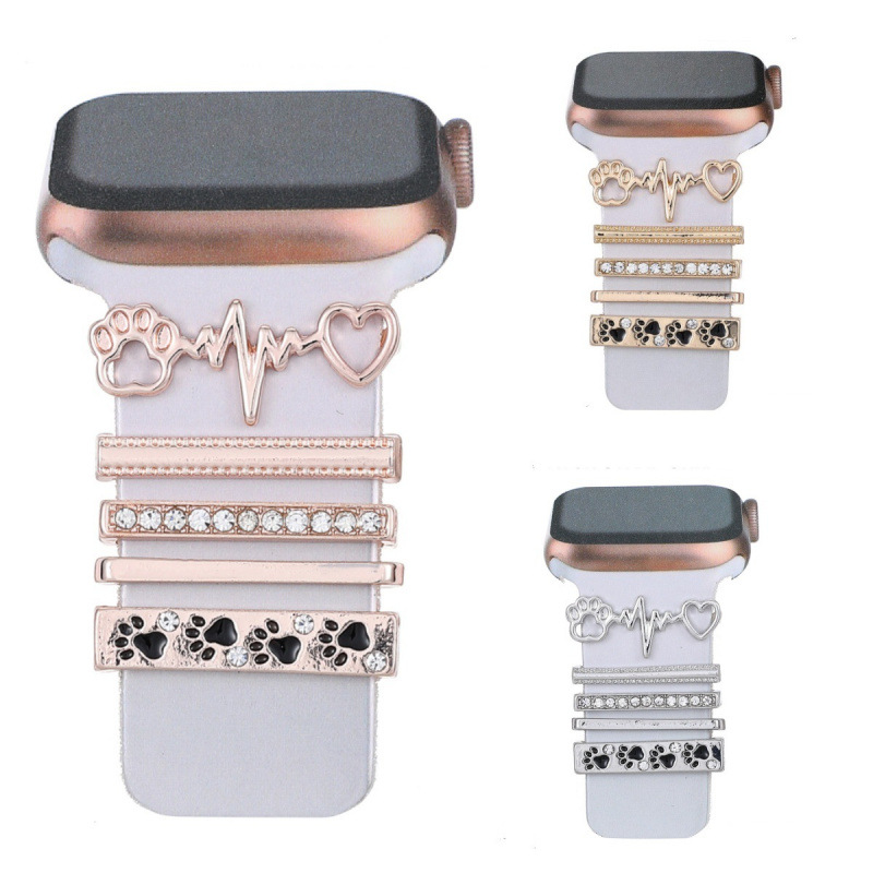 字母苹果手表装饰环适用apple watch 硅胶表装饰环装饰钉钻石系列