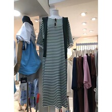2024 代销专用条纹裙女夏季连衣裙宽松短袖家居服休闲夏