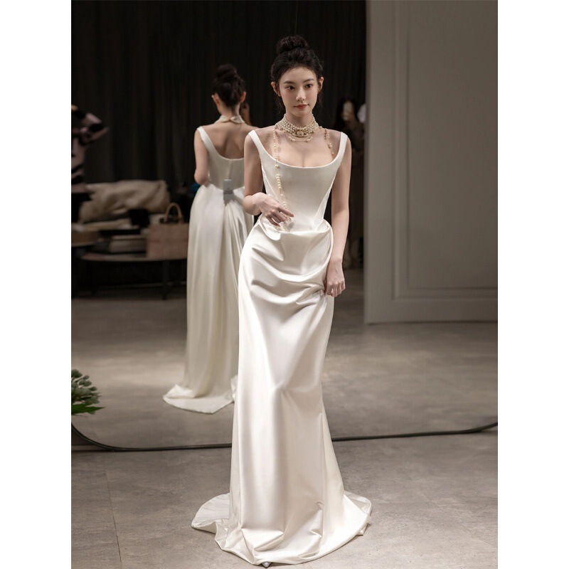 Satin Light Wedding Dress for Banquet Alice Same Delivery Zhao Ruth Same High-end Bride of Empress Dowager