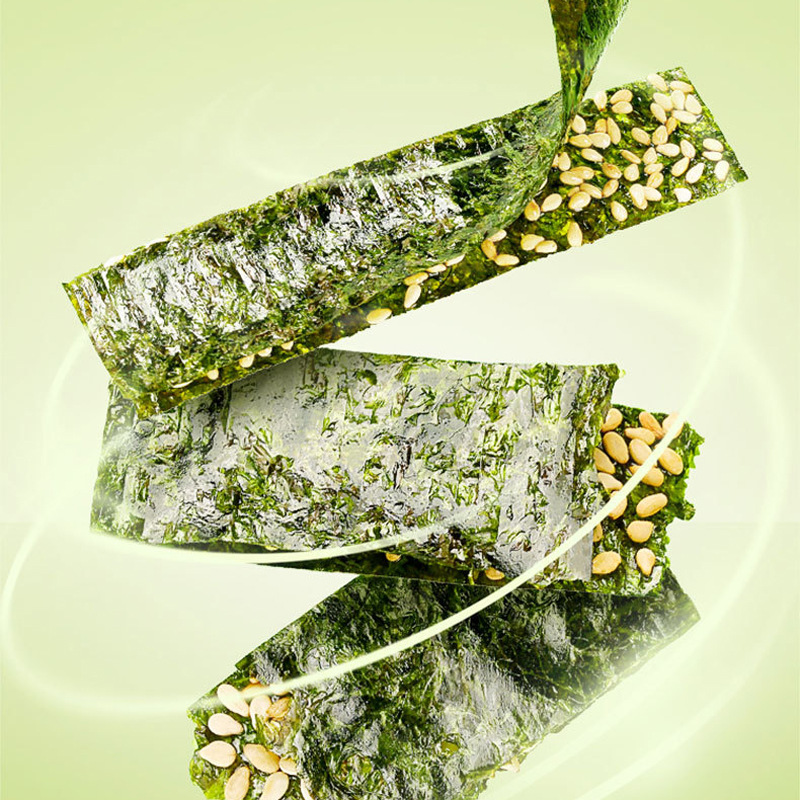 百草味芝麻夾心海苔40g罐裝兒童紫菜脆片海苔即食休閒零食批發