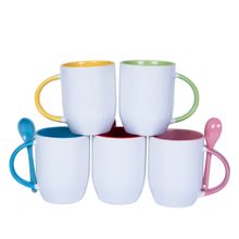 DIY 熱轉印陶瓷杯定制帶勺12oz馬克杯 源頭工廠 多種顏色可選