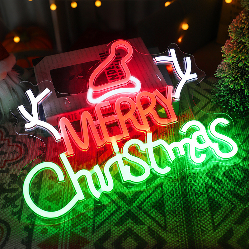 Led Neon Light Merry Christmas Christmas Neon Light Party Wall Art Acrylic Decorative Light