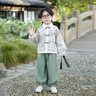 2025秋季新款男童长袖唐装两件套中秋国庆演出服男孩汉服一件代发