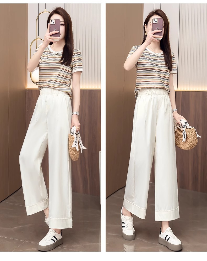 Quần ống rộng nữ cạp cao dáng suông, kiểu hoa bào eo, phong cách thời trang mới — Màu trà sữa chi tiết 27