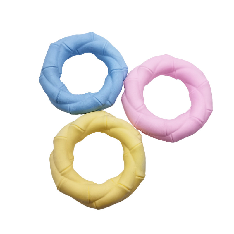 Transfronterizo nuevo perro molar anillo TPR espuma mordisquear diente Limpieza de juguete leche sabor macaron color juguete para mascotas