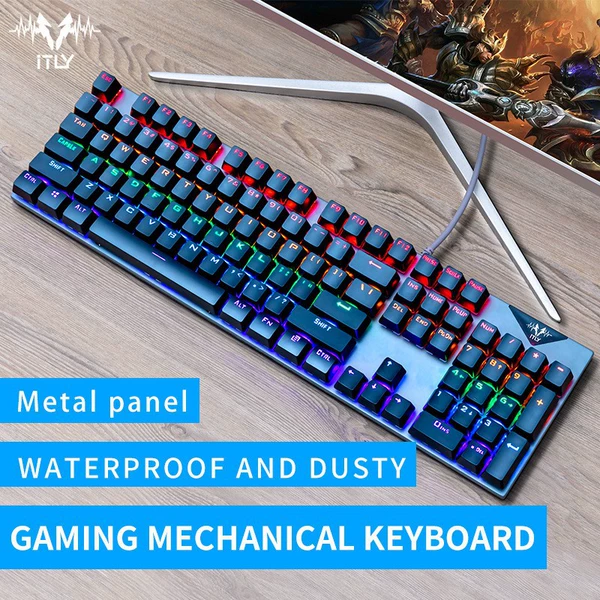 [Original authentic] Wolf Hunter GK100 Metal Panel Real Mechanical Keyboard [Mixed Light Blue Shalet Gray Black]
