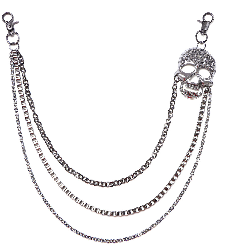 Men's Punk Multi-layer Chain Belt Metal Spike Hip Hop Accessory_voghion.com
