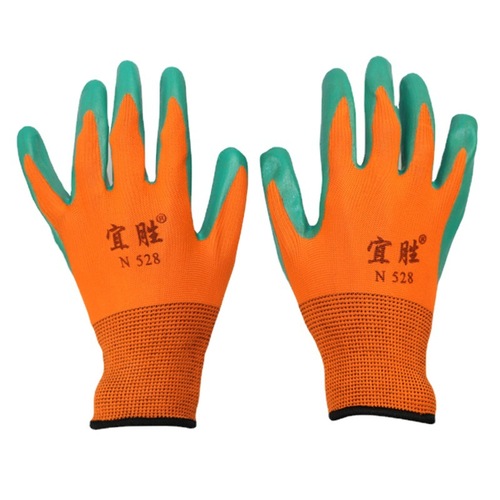Yisheng 518528 nitrile rubber gloves dipped and coated construction site oil-resistant and non-slip nitrile nylon knitted labor protection gloves