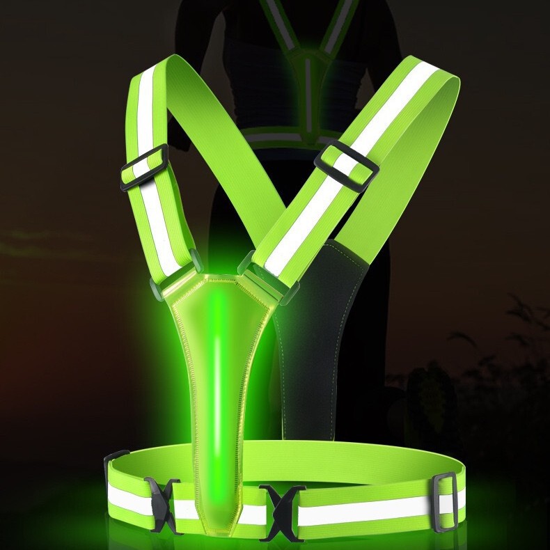 Outdoor Safety Protective Luminous Elastic Vest with Adjustable Elasticity for Adults and Children for Night Running and Cycling