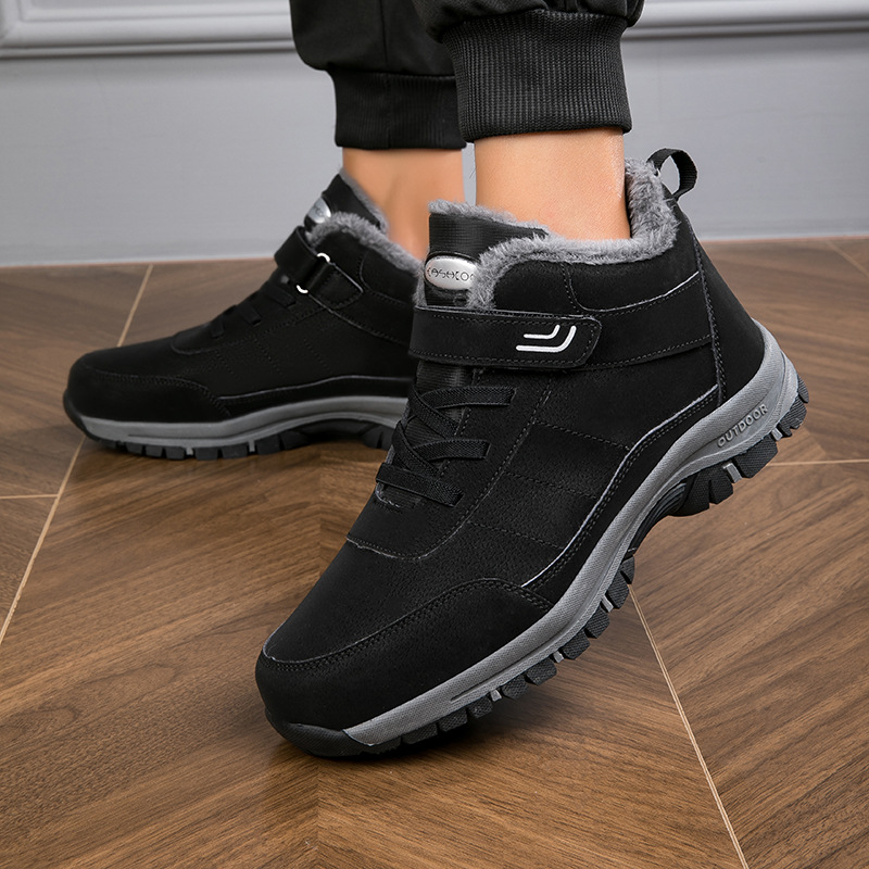 겨울 남자 눈 부츠 대외 무역 야외 따뜻한 부츠 방수 겨울 가죽 부츠 봉제 면 하이킹 남자 스노우 부츠