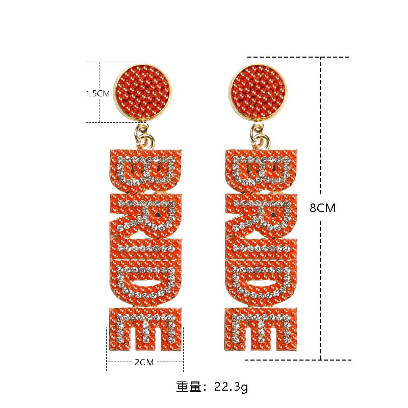 时尚潮流休闲气质纯手工闪闪发亮米珠镶钻英文字母耳坠伴娘配饰