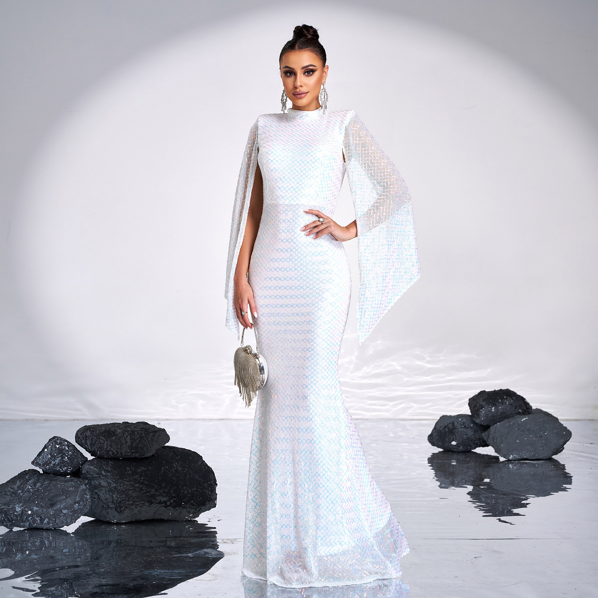 Long Sequinned Evening Dress For Prom And Banquet Women's Style_voghion.com