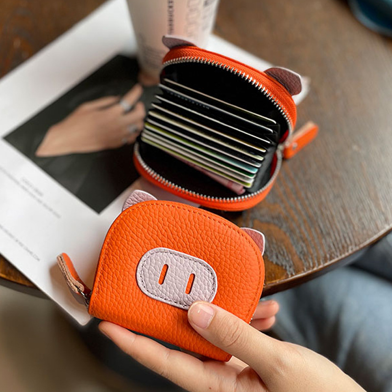 Card holder for women ultra-thin and compact 2024 new internet celebrity genuine leather anti-degaussing lightweight organ cute multi-card slots for cards