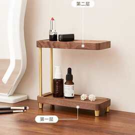 现货木质桌面置物架化妆品护肤品香水玄关整理架双层陈列展示架