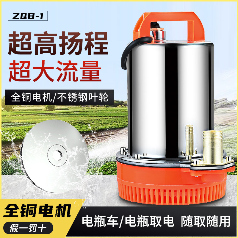 ZQB家用小型直流潜水泵电瓶车抽水泵12V24V48V60V高扬程电瓶泵